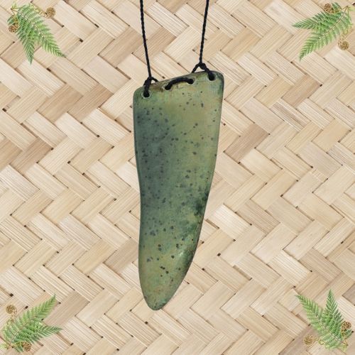 NZ Greenstone Seal Tooth Pendant - 135mm