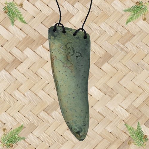 NZ Greenstone Seal Tooth Pendant - 135mm