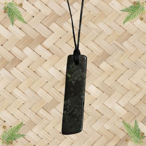 NZ Greenstone Rectangle Pendant - 42mm