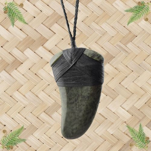 NZ Greenstone Tooth Pendant - 120mm