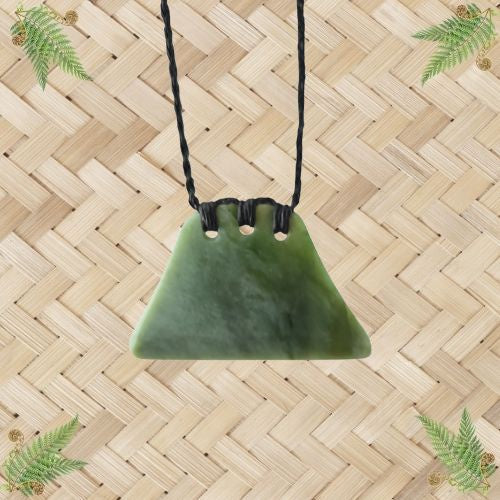 NZ Greenstone Breastplate Wedge Pendant - 60mm