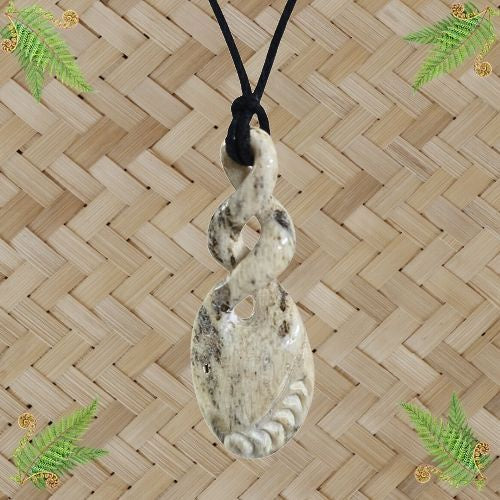 Whale Bone Twist Engraved Pendant - 50mm