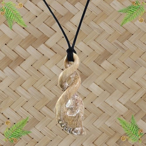 Whale Bone Twist Engraved Pendant - 43mm