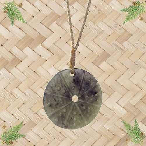 NZ Greenstone Kina Disc Pendant - 28mm