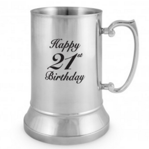 Stainless Steel Beer Tankard - Happy 21st