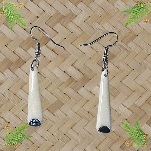 Bone Teardrop with Paua Tip Earrings - 30mm
