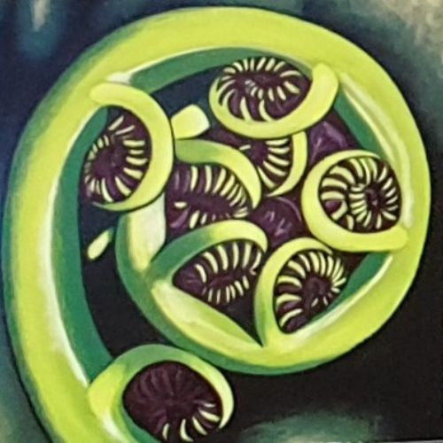 Painted Koru Ceramic Tile - 15cm