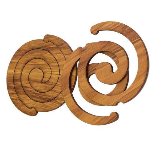 Koru Scroll Rimu Coaster Set