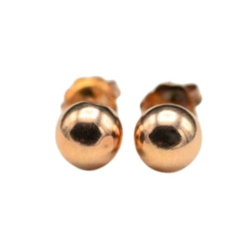 Ball Stud Earrings - Rhodium Plated - Rose Gold - 5mm