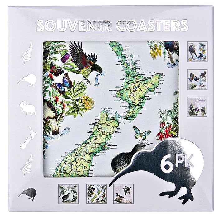 Vintage Map Foil Coaster - 6pc