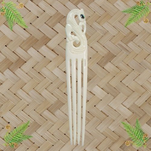 Bone Heru Manaia with Paua 4 Prong