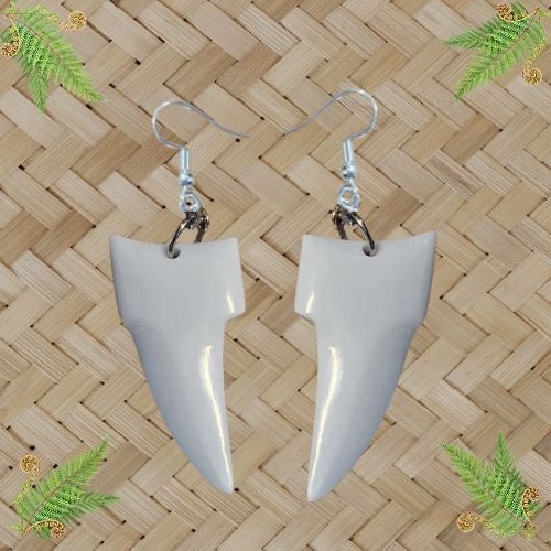 Shark Tooth Bone Earrings - 30mm