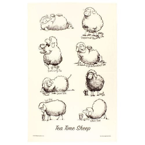 Tea Time Sheep Tea Towel Natural