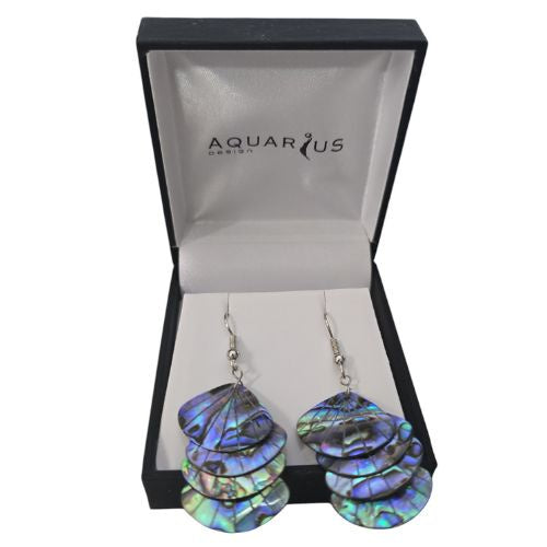 Paua Fan Shell 4 Drop Earrings