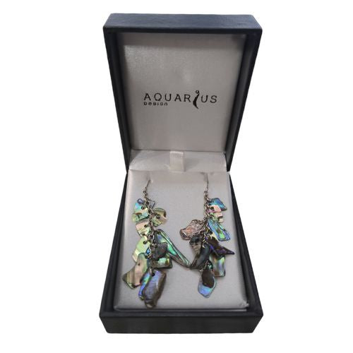 Paua Shell Chip Dangling Earrings