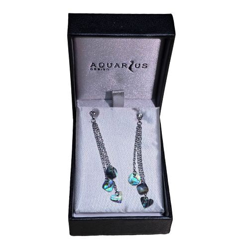 Paua Dangling Charm with Crystal Earrings