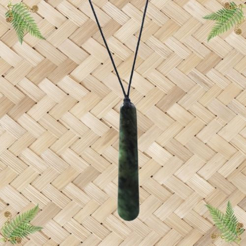 NZ Greenstone Carved Drop Pendant - 70mm