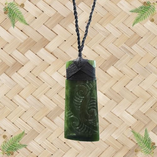 NZ Greenstone Engraved Toki Pendant - 84mm