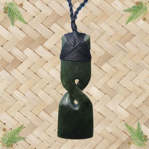 NZ Greenstone Twist Toki Pendant - 70mm