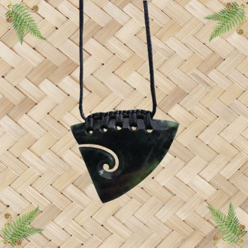 NZ Greenstone Bound Drop with Koru Pendant - 45mm