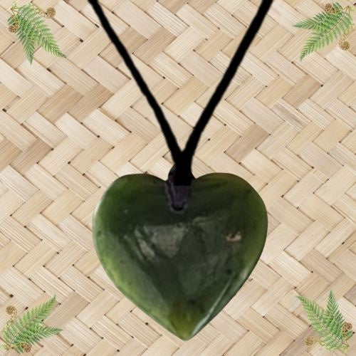 NZ Greenstone Heart Pendant - 25mm