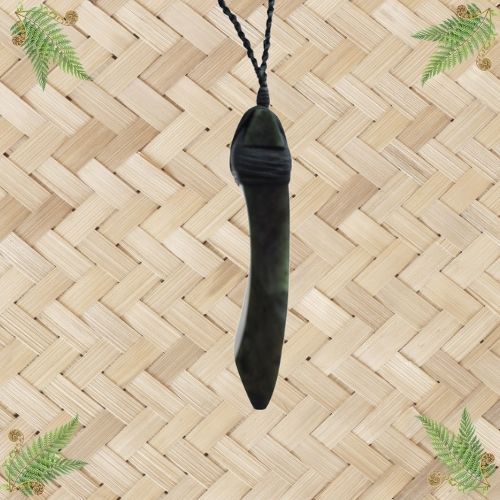 NZ Greenstone Curve Toki Pendant - 73mm