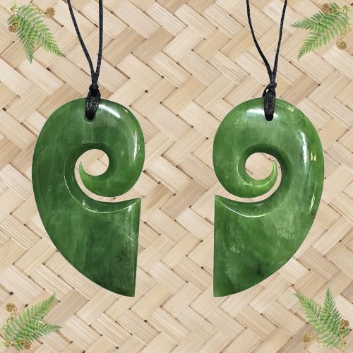 NZ Greenstone Heart Split His & Hers Pendant