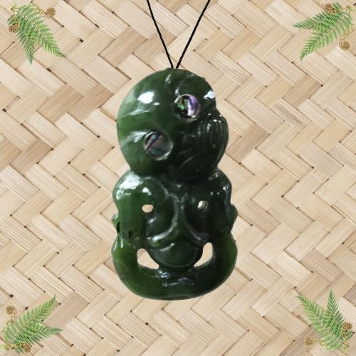 NZ Greenstone Tiki Pendant - 42mm