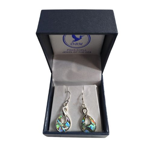 Paua & Rhodium Plated Twist Earrings - 20mm