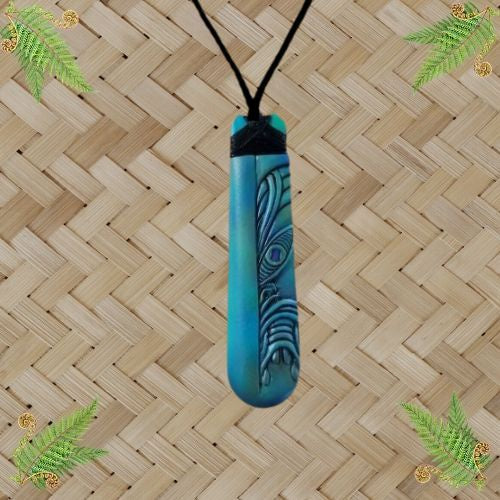 Bone Toki Mask Painted Pendant - 80mm