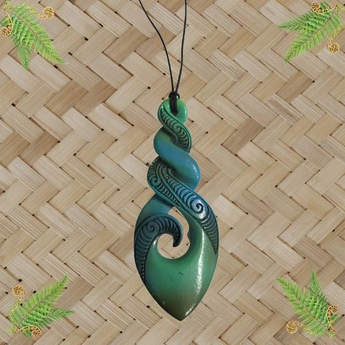 Bone Twist Koru Painted Pendant - 85mm