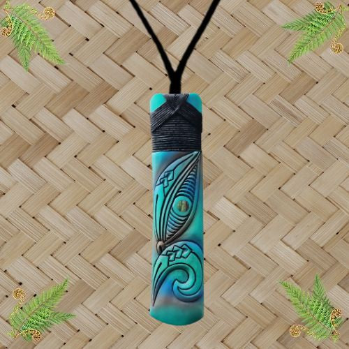 Bone Toki Manaia Face Painted Pendant - 145mm