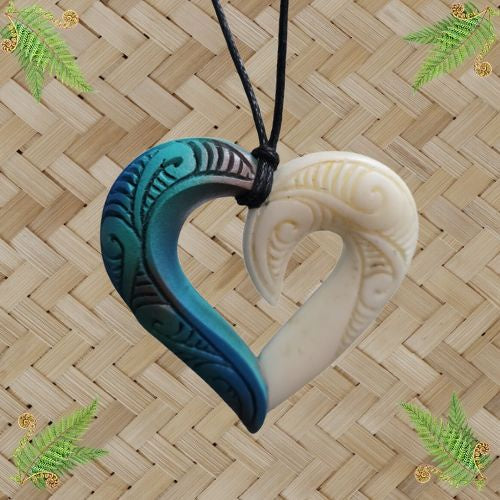 Bone Heart Painted Pendant - 50mm