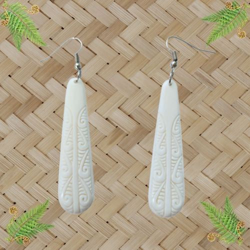 Bone Toki Drop with Koru Earrings - 55mm
