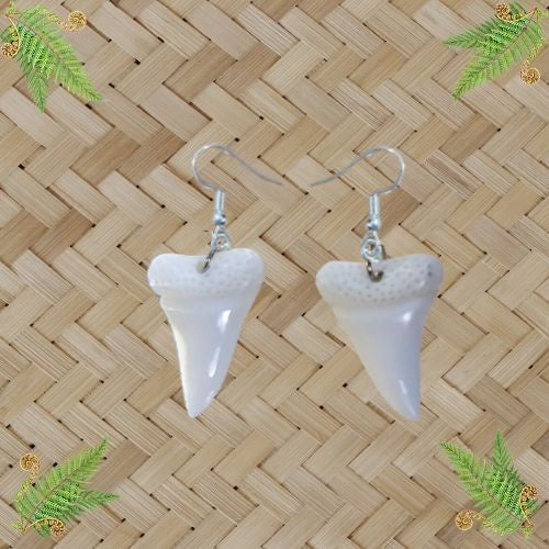 Bone Shark Tooth Earrings - 26mm