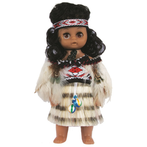 Maori Wahine Doll with Cloak, Skirt & Poi's