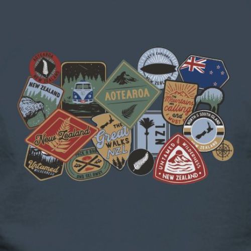 Adults Multi Badge Tee - Dark Navy