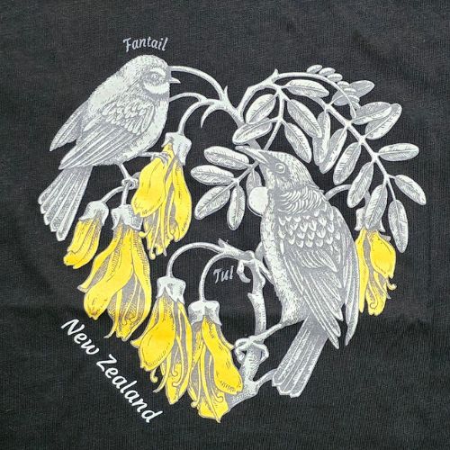 Adults Ladies Tui & Fantail Tee - Black
