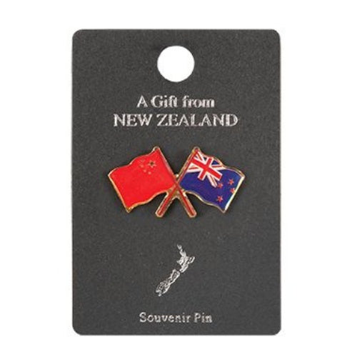New Zealand & China Flags Badge