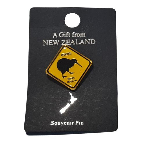 Kiwi Roadsign Metal Pin Badge