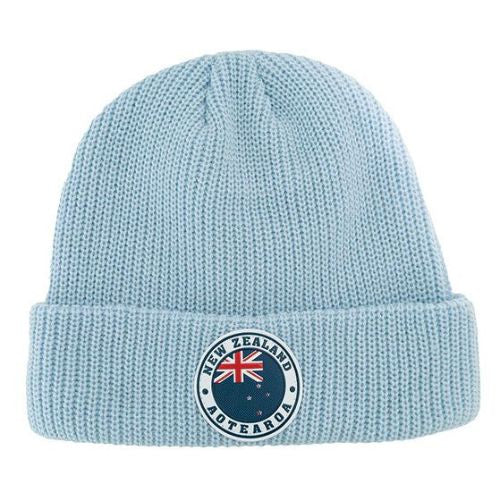 NZ Aotearoa Ribbed Knit Beanie - Blue