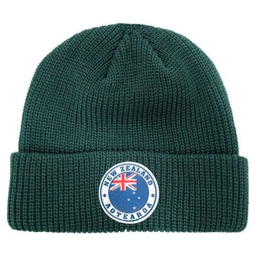 NZ Aotearoa Ribbed Knit Beanie - Forrest Green