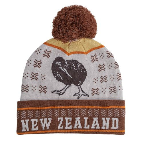 NZ Kiwi Knit Beanie with PomPom