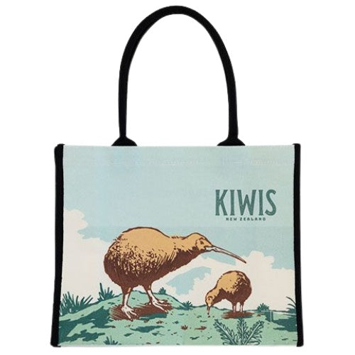 Retro Two Kiwis Canvas Tote Bag
