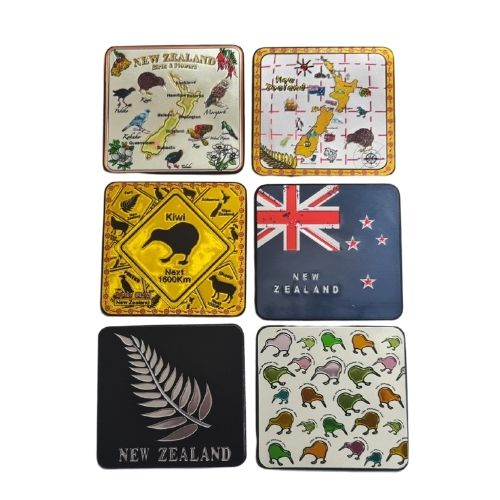 New Zealand Birds, Flowers & Map Foil Coasters 6pk