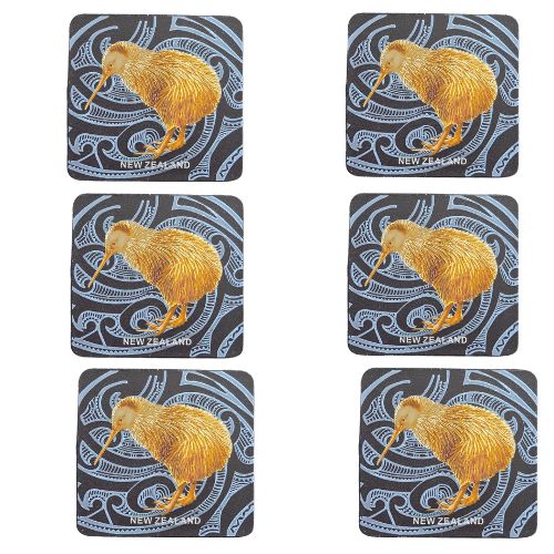 Kiwi with Tattoo Foil Coasters 6pk