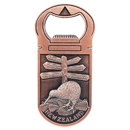 Kiwi Roadsigns Bottle Opener Magnet Copper