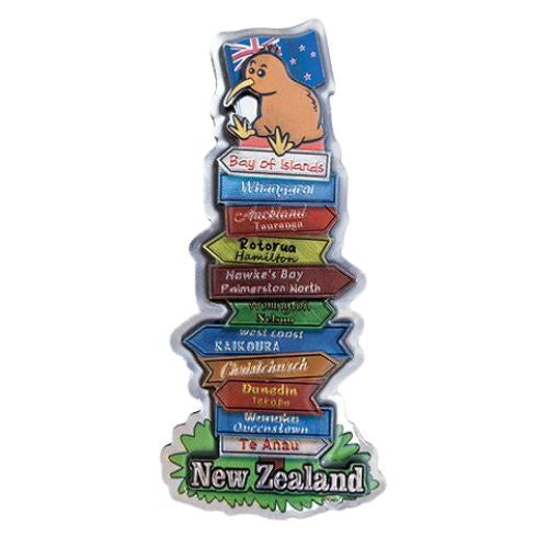 NZ Kiwi with Signs Magnet - MDF