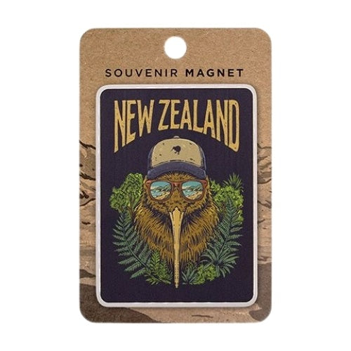 NZ Kiwi with Hat & Sunglasses Retro Magnet