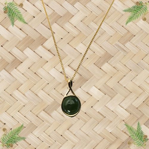 Jade Twist Top Pendant - Gold